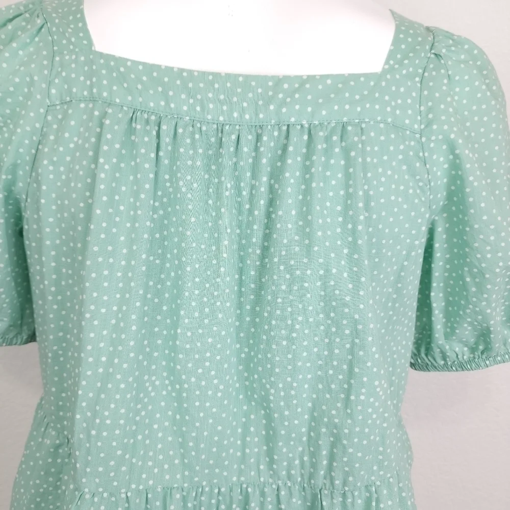 Loft‎ Dotted Lacy Tiered Square Neck  Top Size XS